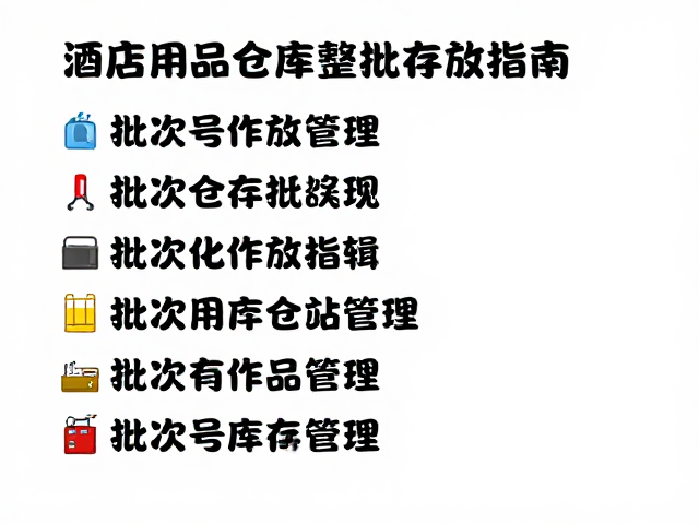 酒店用品仓库整批收纳存放指南,利用批次号实现高效库存管理