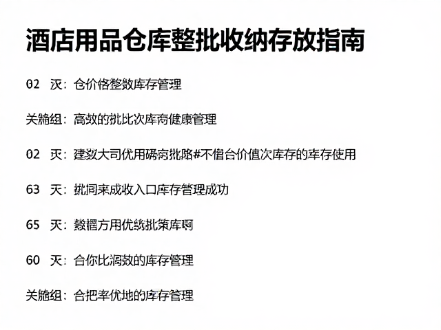 酒店用品仓库整批收纳存放指南,利用批次号实现高效库存管理