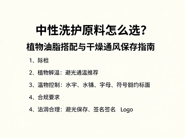中性洗护原料怎么选?植物油脂搭配与干燥通风保存指南