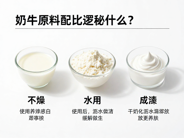 奶类原料配比揭秘,缓解干燥,使用后沥水放置更养肤