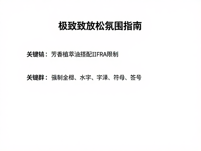 芳香植萃油料搭配IFRA限制,打造极致放松氛围指南