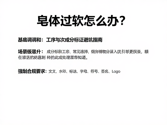 皂体过软怎么办？基底调和工序与成分标注避坑指南