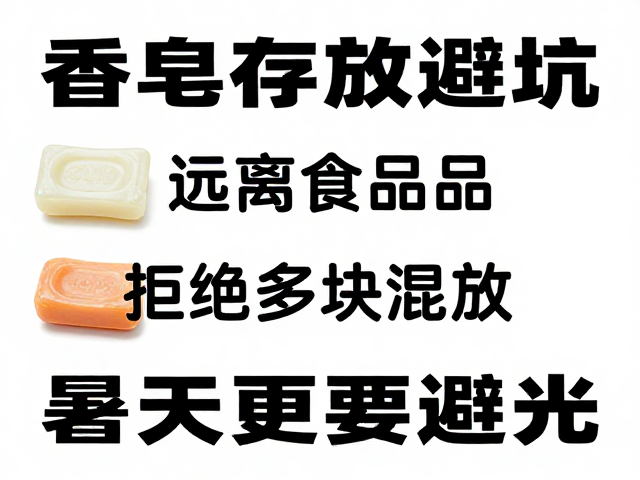 香皂存放避坑,远离食品药品,拒绝多块混放,暑天更要避光
