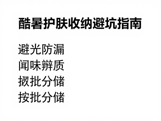 避光防漏,闻味辨质,按批分储,酷暑护肤收纳避坑指南