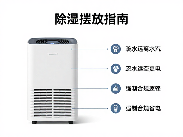 除湿机摆放指南,疏水远离水汽,底部架空更省电