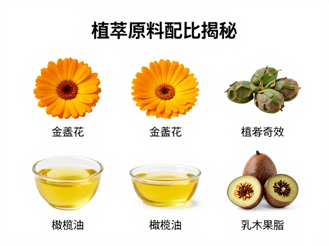 植萃原料配比揭秘,金盏花搭配橄榄油与乳木果脂的护肤奇效