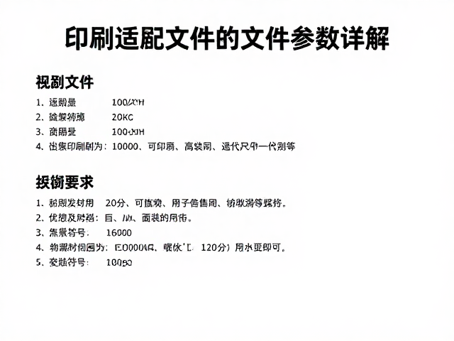 可印刷文件的关键技术参数