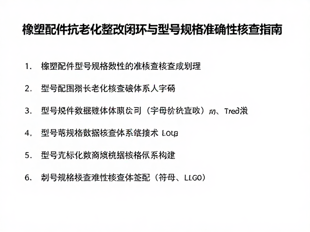 橡塑配件抗老化整改闭环与型号规格准确性核查指南