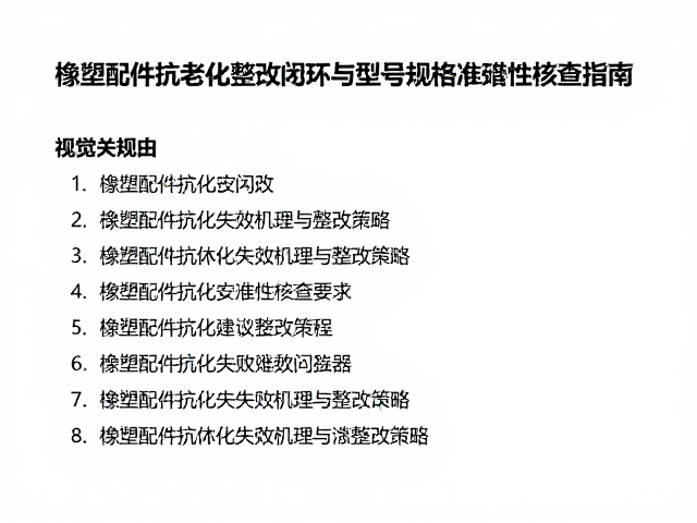 橡塑配件抗老化整改闭环与型号规格准确性核查指南