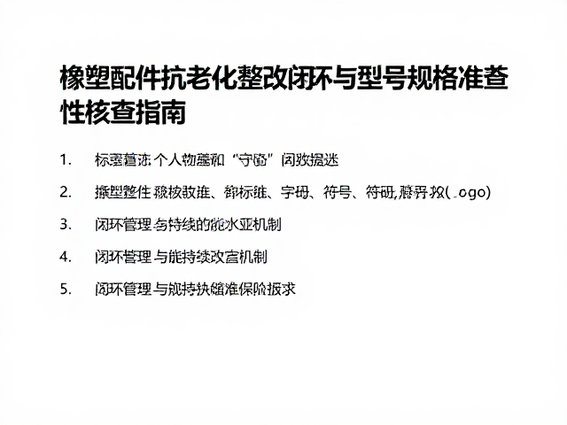 橡塑配件抗老化整改闭环与型号规格准确性核查指南