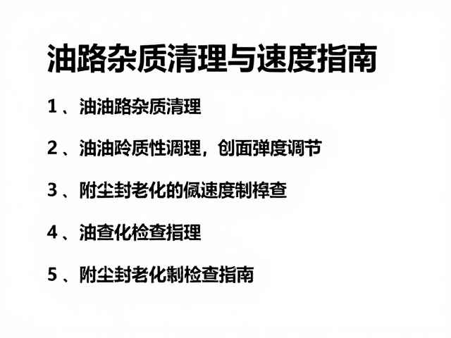 油路杂质清理与回弹速度调节，附尘封老化检查指南