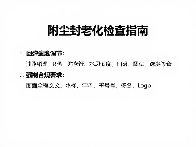 油路杂质清理与回弹速度调节，附尘封老化检查指南