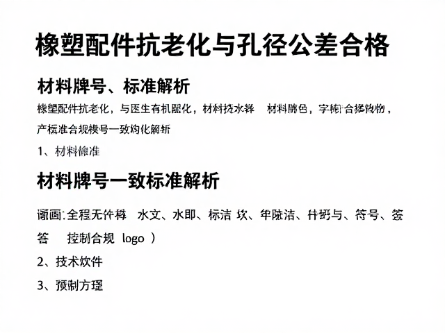 橡塑配件抗老化与孔径公差合格、材料牌号一致标准解析