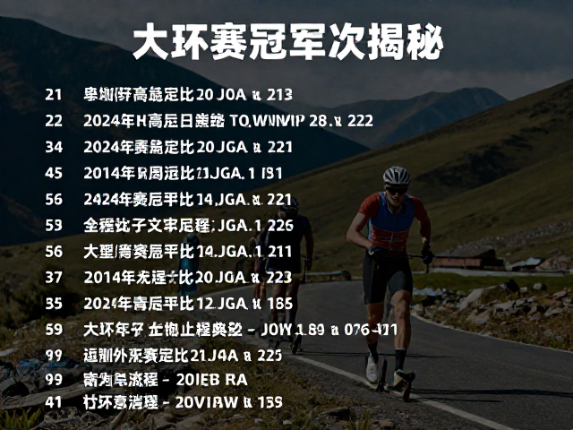 大环赛总冠军次数揭秘，耐力拼搏与高原训练铸就竞技生涯巅峰
