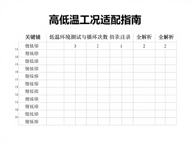 高低温工况适配指南，低温环境测试与循环次数记录全解析