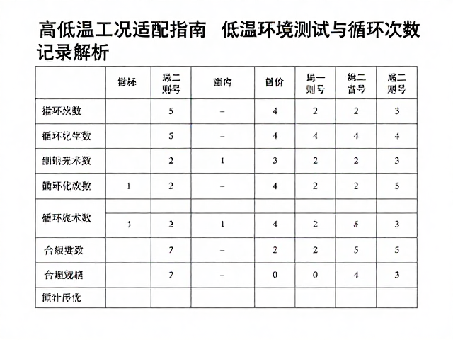 高低温工况适配指南，低温环境测试与循环次数记录全解析