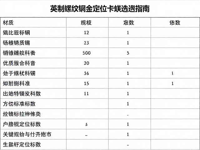 英制螺纹铜合金定位卡簧选型指南，材质、规格与SEO优化应用