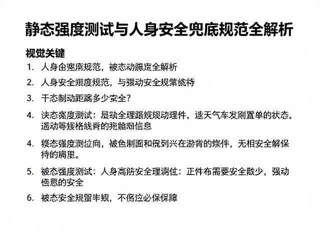 干态制动距离多少安全？静态强度测试与人身安全兜底规范全解析