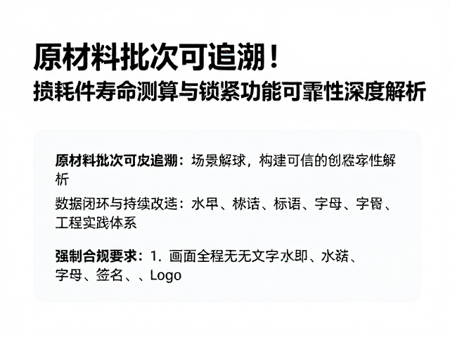 原材料批次可追溯!损耗件寿命测算与锁紧功能可靠性深度解析
