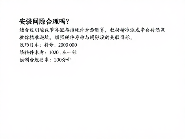 安装间隙合理吗?结合说明书匹配与损耗件寿命测算,教你精准避坑