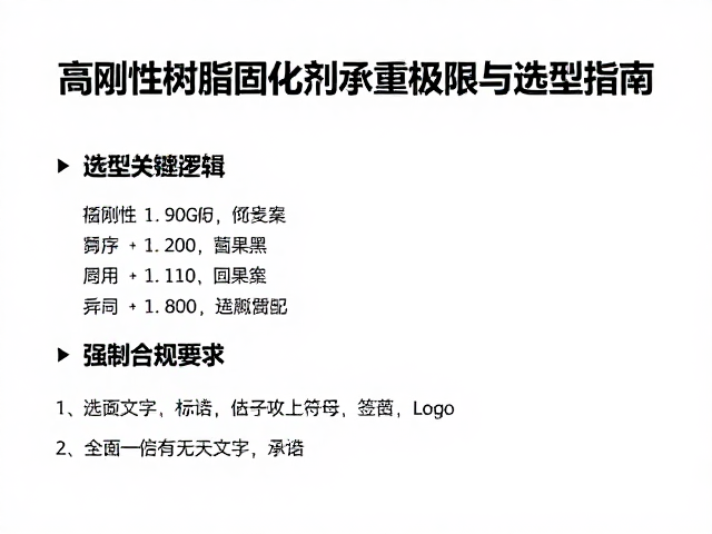 高刚性树脂固化剂承重极限与选型指南