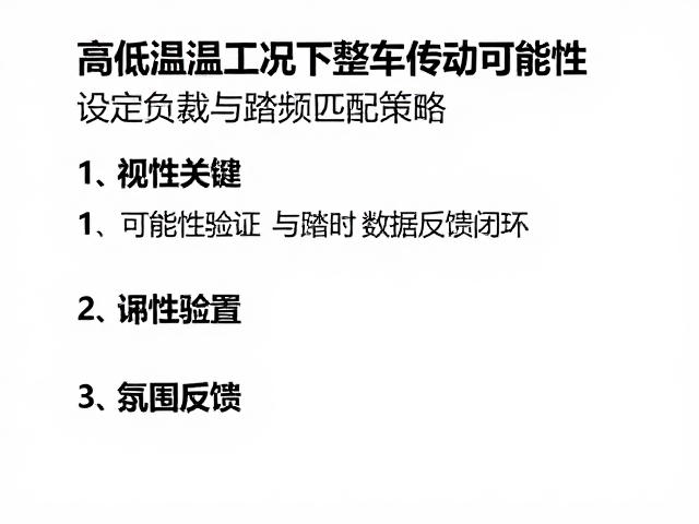 高低温工况下整车传动可靠性,设定负载与踏频匹配策略