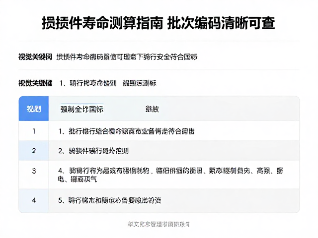 损耗件寿命测算指南，批次编码清晰可查，骑行安全符合国标