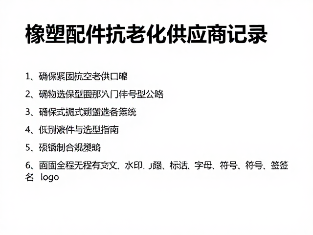 橡塑配件抗老化供应商记录，确保紧固可靠的选型指南