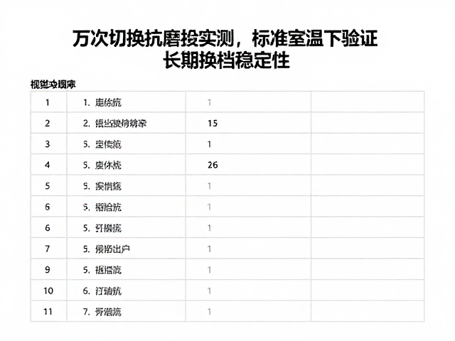 万次切换抗磨损实测,标准室温下验证长期换挡稳定性