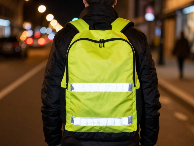 夜间出行安全,反光书包贴点亮街区短途穿行之路