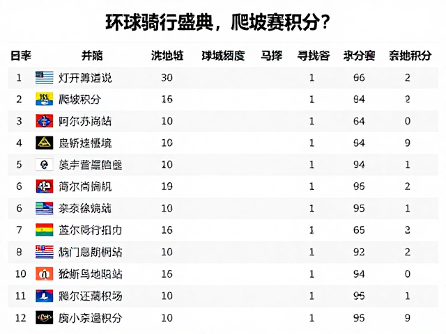 环球骑行盛典,爬坡积分如何影响场地自行车赛排名?