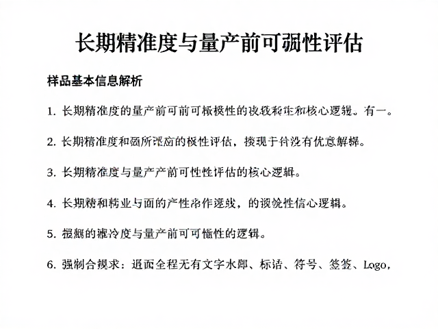 长期精准度与量产前可靠性评估,样品基本信息解析