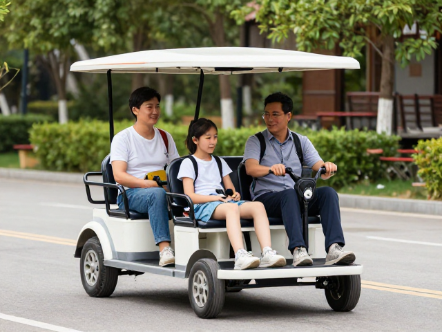 景区观光代步同步踩踏亲子双人车，轻松游览不费力
