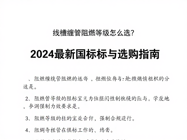 线槽缠绕管阻燃等级怎么选?2024最新国标与选购指南