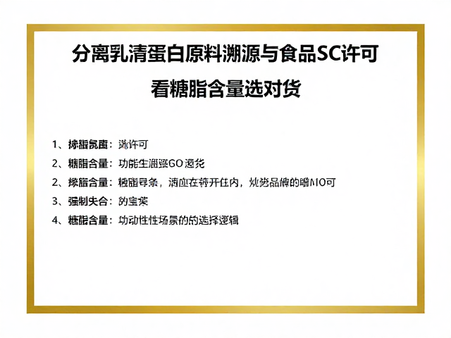 分离乳清蛋白原料溯源与食品SC许可，看糖脂含量选对货