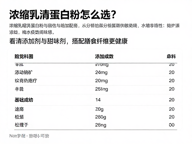 浓缩乳清蛋白粉怎么选？看清添加剂与甜味剂，搭配膳食纤维更健康