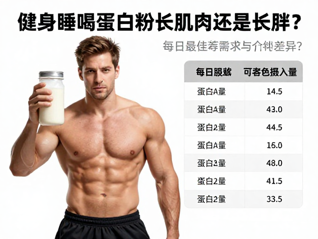健身睡前喝蛋白粉长肌肉还是长胖？揭秘每日蛋白需求与最佳补充时机