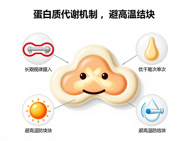蛋白质代谢机制,长期规律摄入优于单次,避高温防结块