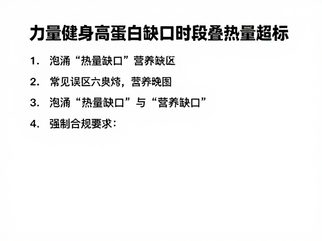 力量健身高蛋白缺口时段叠加热量超标？3大误区与补救方案