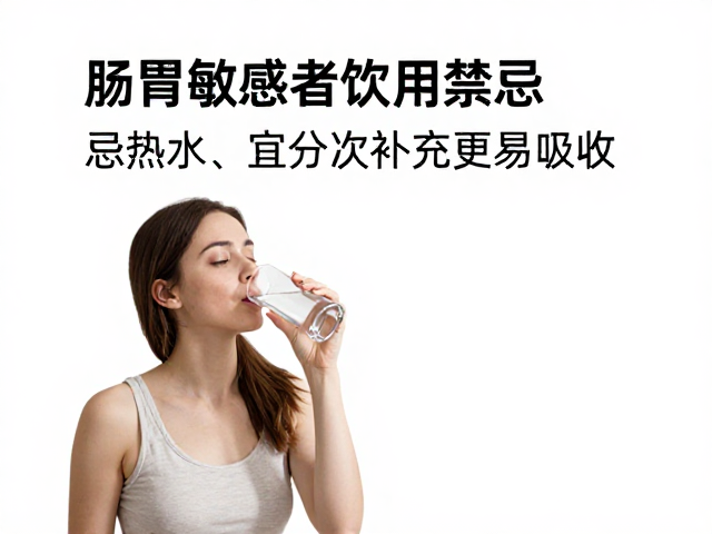 肠胃敏感者饮用禁忌，忌热水、宜分次补充更易吸收