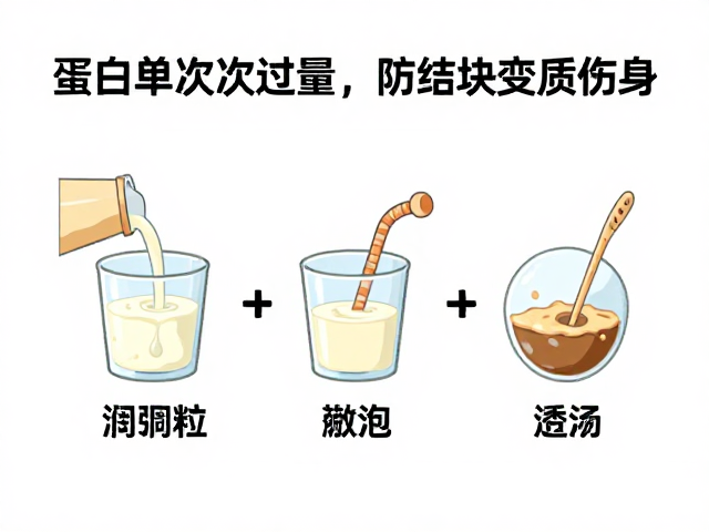肠胃敏感者注意,蛋白粉单次勿过量,防结块变质伤身