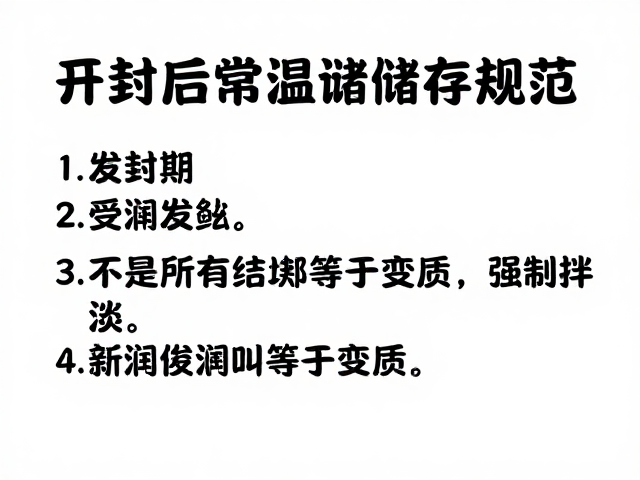 开封后常温储存规范，受潮发黏、不是所有结块都等于变质