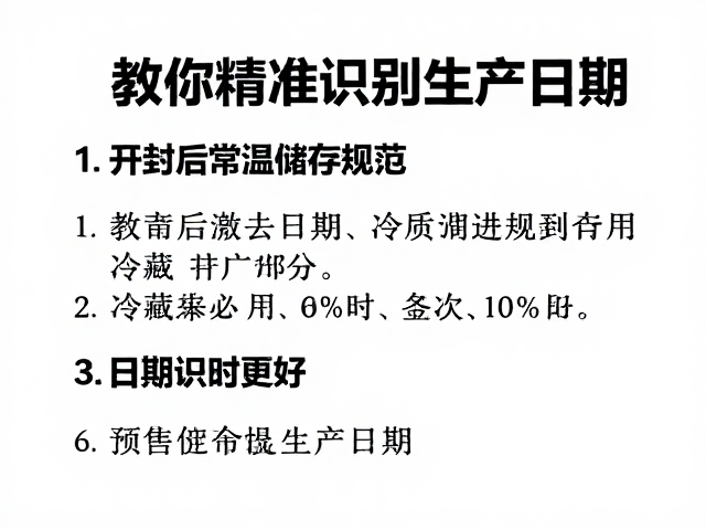 开封后常温储存规范,冷藏未必更好,教你精准识别生产日期