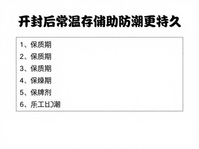 开封后常温储存规范,查看保质期,干燥剂辅助防潮更持久