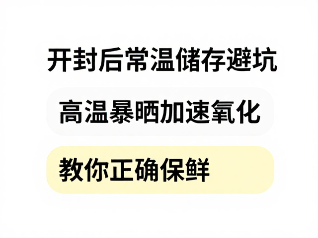 开封后常温储存避坑,高温暴晒加速氧化,教你正确保鲜
