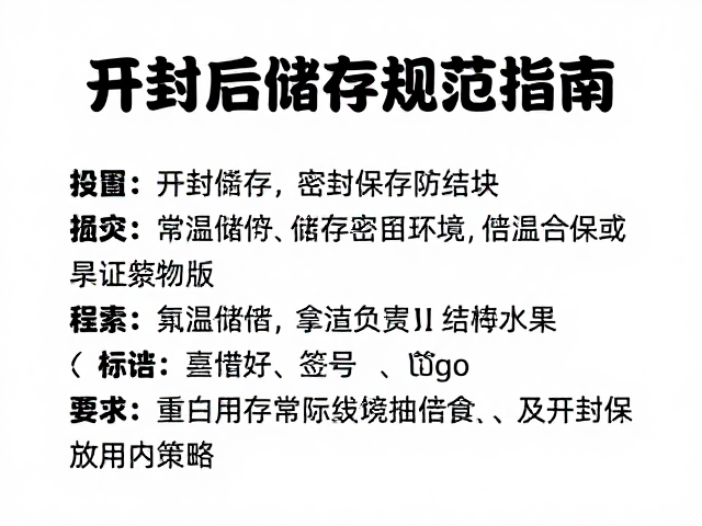 开封后密封保存防结块，常温储存规范指南