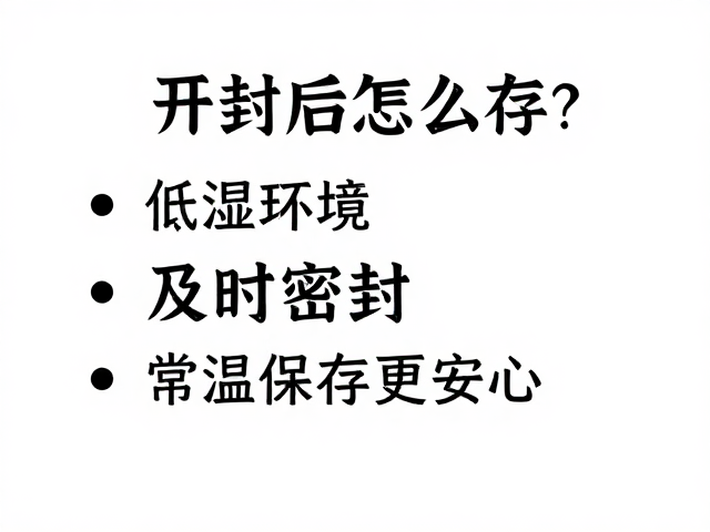 开封后怎么存?低湿环境,及时密封,常温保存更安心