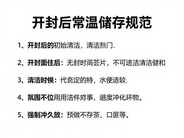 开封后常温储存规范，关注条件说明，避免冲久放
