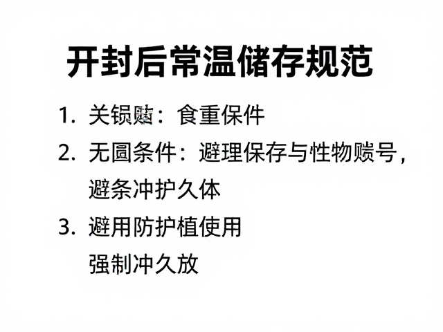 开封后常温储存规范,关注条件说明,避免冲久放