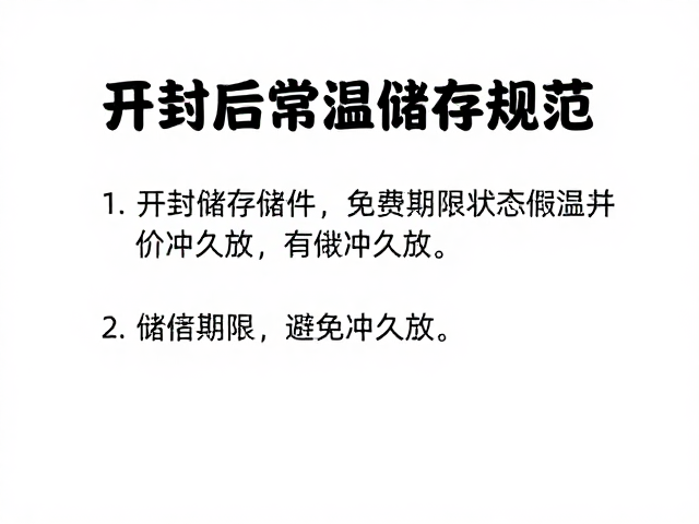 开封后常温储存规范,关注条件说明,避免冲久放